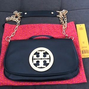 Tory Burch logo clutch